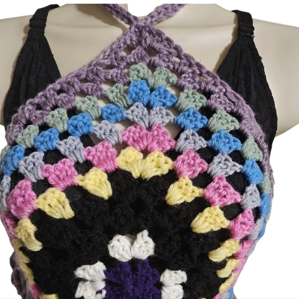 One-of-a-kind Crochet Swim Cover-Up Top Hand Crafted Festival Boho Beachwear - Picture 8 of 17